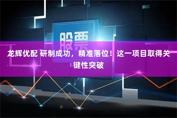 龙辉优配 研制成功，精准落位！这一项目取得关键性突破